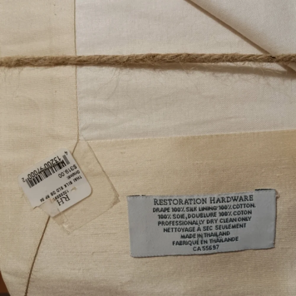 NEW Restoration Hardware Thai Silk Lined Double Drape 84 x 100